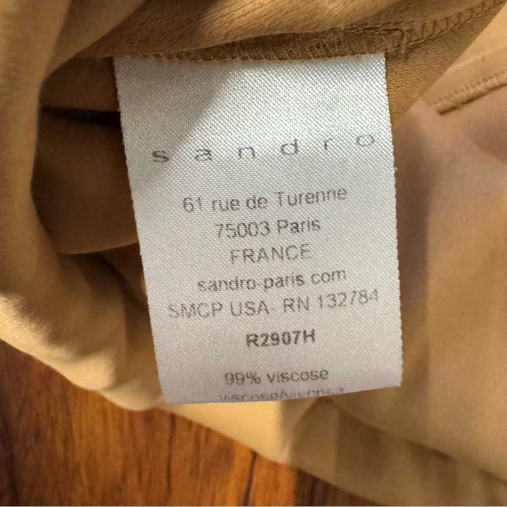 Sandro Paris Camel Tan |Silk Lined Dress |Small | - Picture 7 of 8